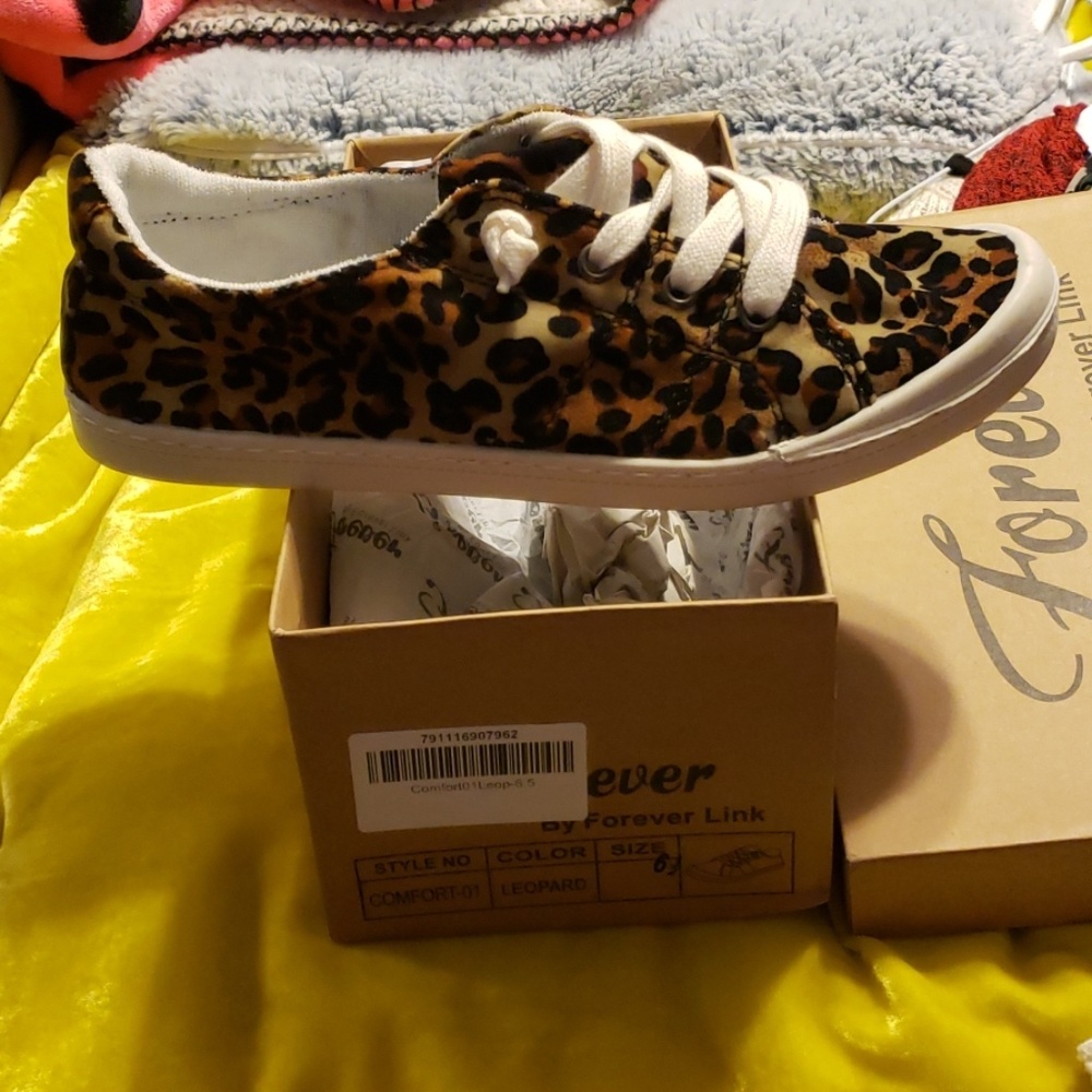 Leopard Print Velvet Sneakers - Never Worn - 6.5